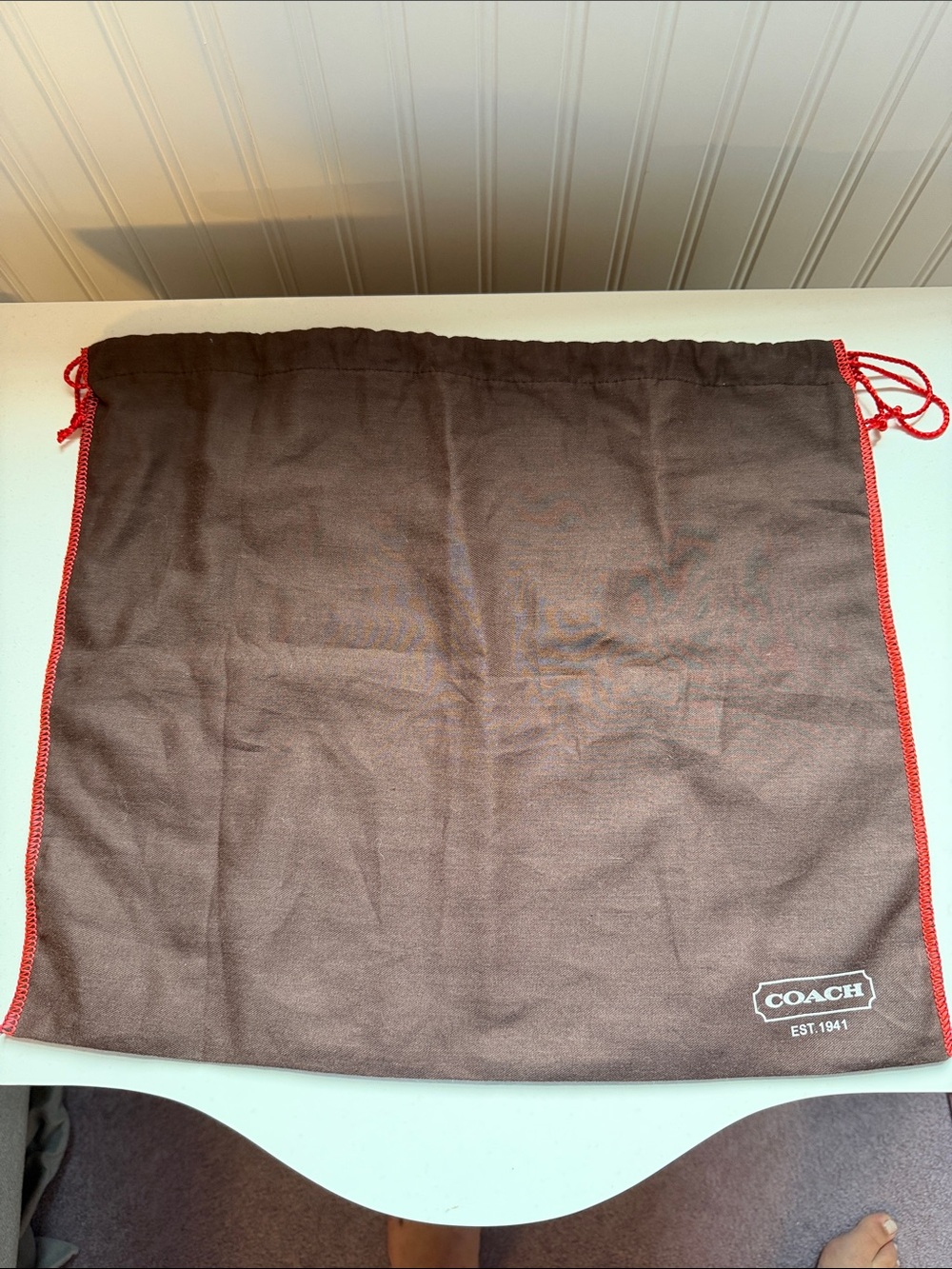 Coach Brown Dust Bag with Red Trim Drawstring